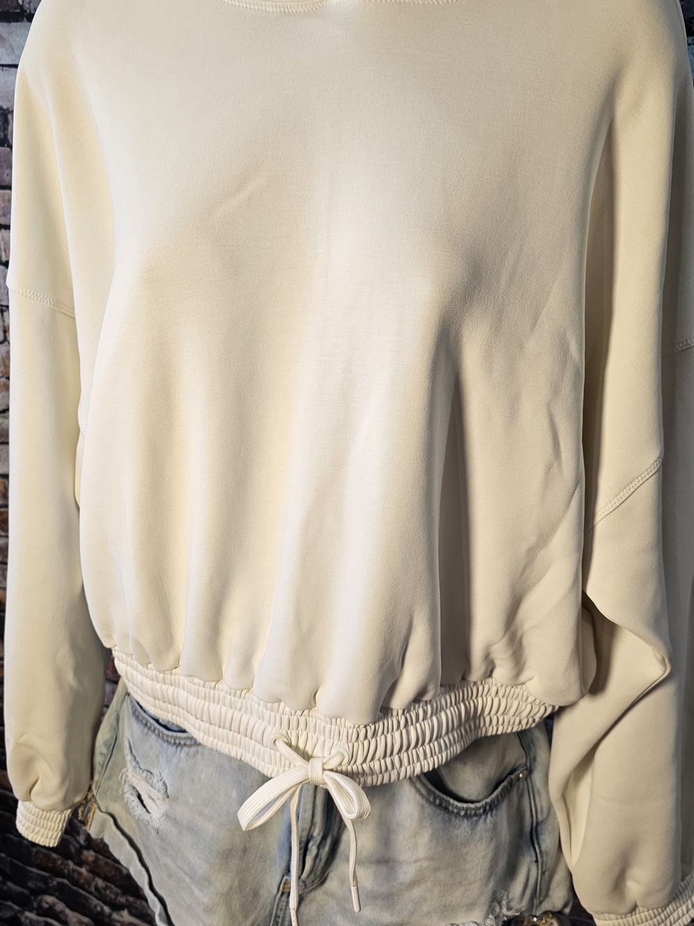 Sweaty Betty CloudWeight Crop Hoodie NWT Large Lily White Soft Touch Athleisure